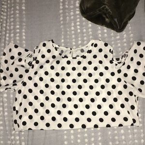White w/ black spots- off the shoulder top